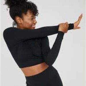 Aerie Black Long Sleeve Crop Top